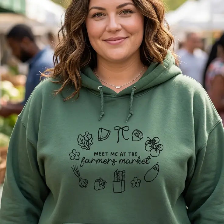 ’Meet Me at the Farmers Market’ Embroidered Apparel - Hoodie / S - Apparel
