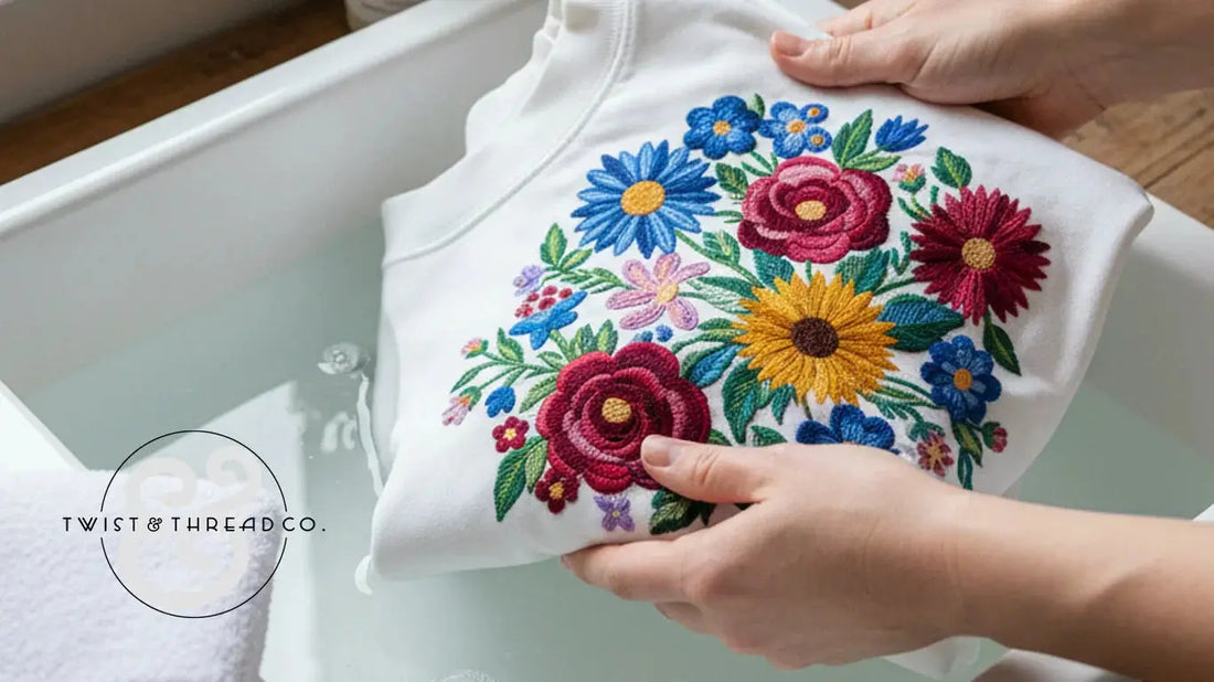 Hand washing embroidered product