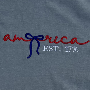 ’America Est. 1776’’ Patriotic Coquette Embroidered Apparel - Long Sleeve Tee / S - Apparel
