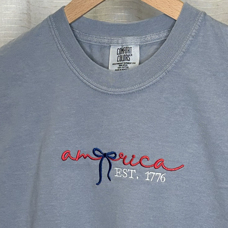 ’America Est. 1776’’ Patriotic Coquette Embroidered Apparel - Apparel