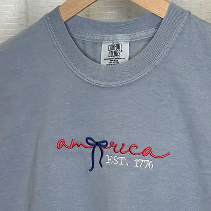’America Est. 1776’’ Patriotic Coquette Embroidered Apparel - Apparel