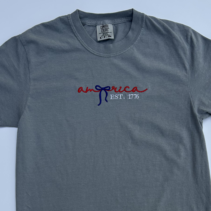 ’America Est. 1776’’ Patriotic Coquette Embroidered Apparel - Apparel