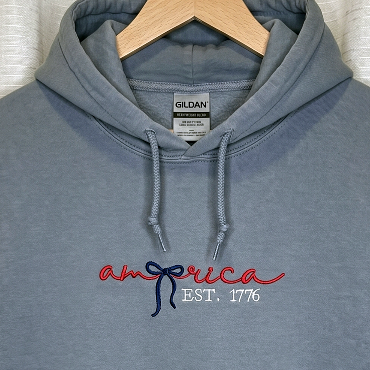 ’America Est. 1776’’ Patriotic Coquette Embroidered Apparel - Hoodie / S - Apparel