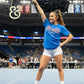 Cheerleader in blue BEARS CHEER shirt performing at indoor arena, Twist & Thread Co. apparel