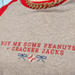 ’Buy Me Some Peanuts and Cracker Jacks’ Embroidered Raglan T-Shirt - Apparel