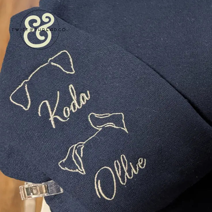 Custom Dog Dad Embroidered Apparel | Personalized Dog Ear & Name Sleeve - Apparel