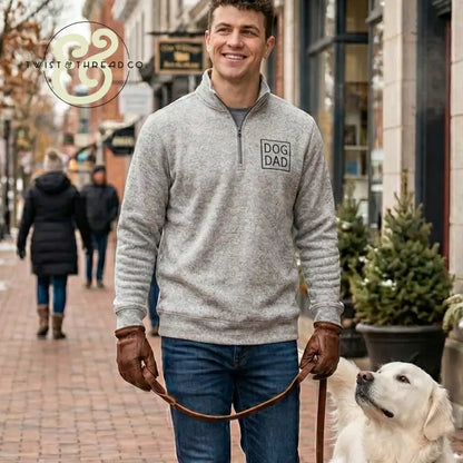 Custom Dog Dad Embroidered Apparel | Personalized Dog Ear & Name Sleeve - 1/4 Zip Sweatshirt / S - Apparel