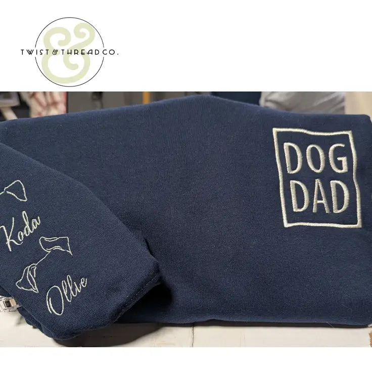 Custom Dog Dad Embroidered Apparel | Personalized Dog Ear & Name Sleeve - Apparel