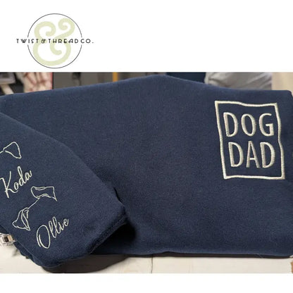 Custom Dog Dad Embroidered Apparel | Personalized Dog Ear & Name Sleeve - Apparel