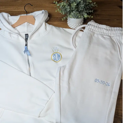 Custom Embroidered Bridal Lounge Set for Wedding Mornings - Loungwwear