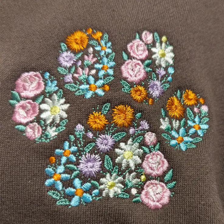 Custom Embroidered Floral Paw Print Sweatshirt and Apparel - T-Shirt (Comfort Colors) / S - Apparel
