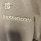 Grey embroidered sweatshirt with Roman numerals detail by Twist & Thread Co.