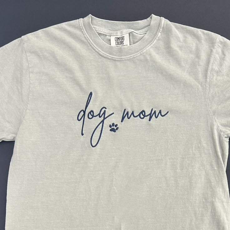 Custom Script Embroidered Dog Mom Sweatshirt - Apparel