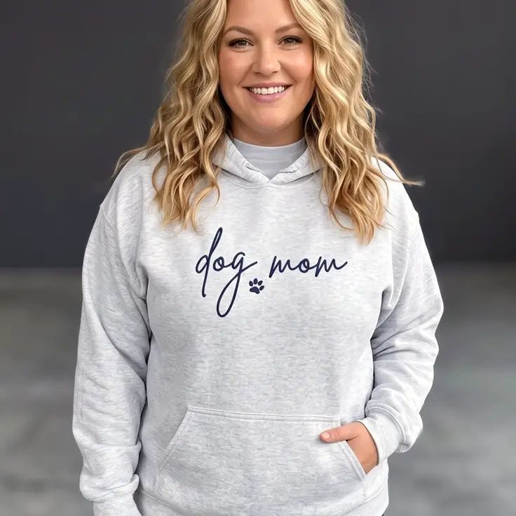 Custom Script Embroidered Dog Mom Sweatshirt - Hoodie / S - Apparel