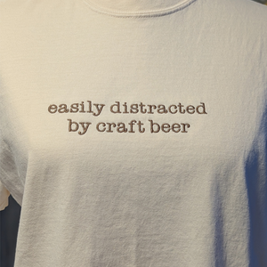 ’Easily Distracted by Craft Beer’ Embroidered Apparel - Long Sleeve Tee / S - Apparel