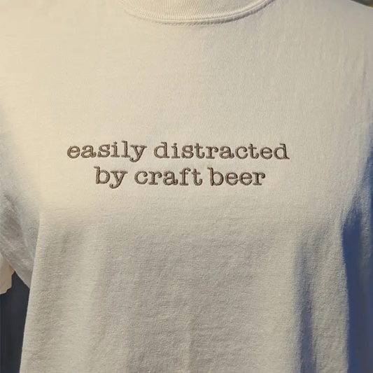 ’Easily Distracted by Craft Beer’ Embroidered Apparel - Long Sleeve Tee / S - Apparel
