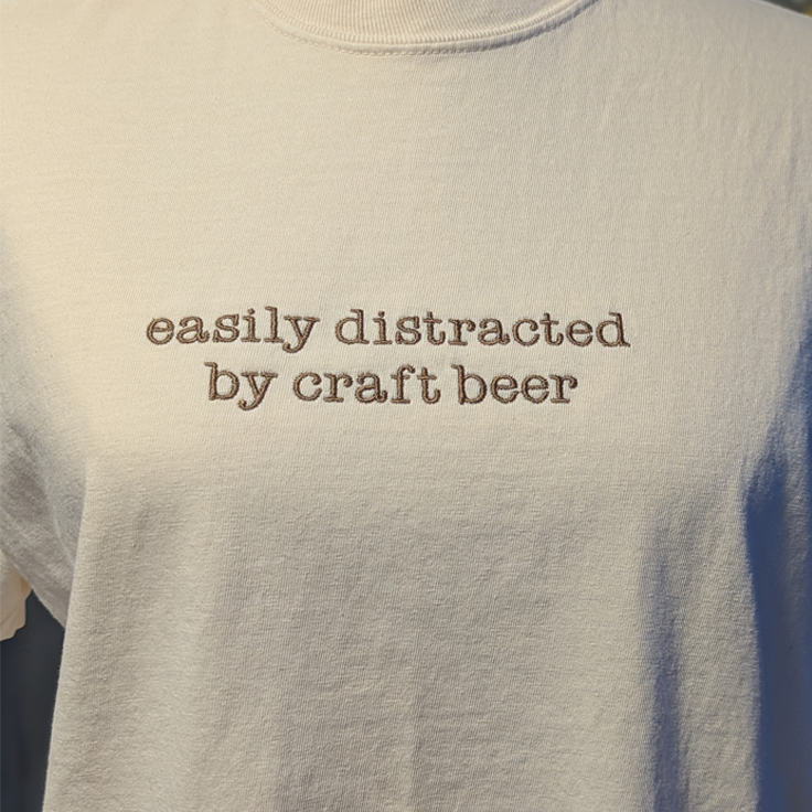 ’Easily Distracted by Craft Beer’ Embroidered Apparel - Long Sleeve Tee / S - Apparel