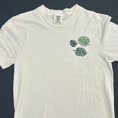 Embroidered Monstera Leaf Comfort Colors Heavyweight Cotton T Shirt - Apparel
