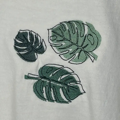Embroidered Monstera Leaf Comfort Colors Heavyweight Cotton T Shirt - Apparel