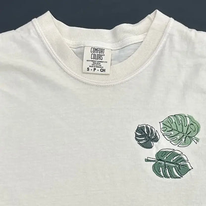 Embroidered Monstera Leaf Comfort Colors Heavyweight Cotton T Shirt - T-Shirt (Comfort Colors) / S - Apparel