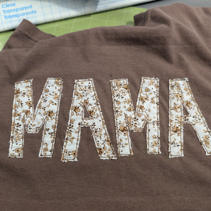 Espresso Floral Applique MAMA Embroidered Comfort Colors T-Shirt - Apparel