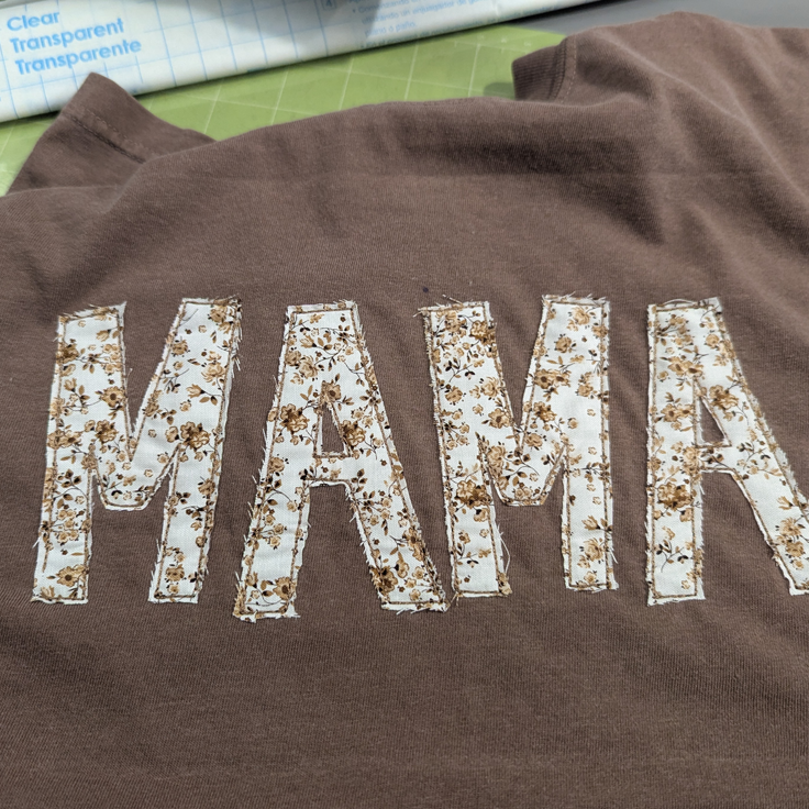 Espresso Floral Applique MAMA Embroidered Comfort Colors T-Shirt - Apparel