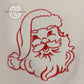 red embroidered Santa Claus face on white fabric with Twist & Thread Co. logo