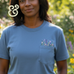 Embroidered Garden Pocket Tee | Spring Wildflowers | Ice Blue