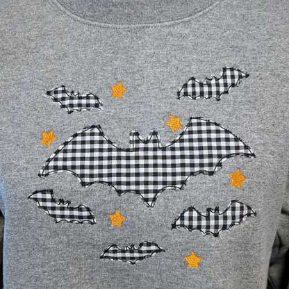 Sweatshirt Halloween chauve-souris brodée pour la saison effrayante