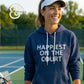 ’Happiest On The Court’ Embroidered Sweatshirts - Apparel
