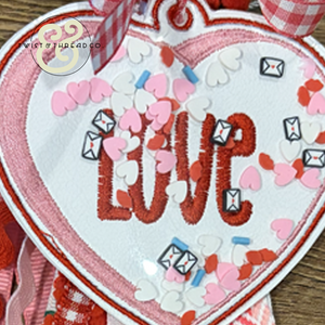 Heart Shaker Bag Tag - Embroidered "LOVE" Valentine's Accessory