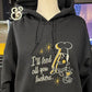 Black hoodie with embroidered chef cartoon and text I'll feed all you fuckers in white and gold