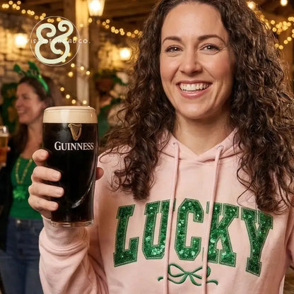 Lucky Sequin Embroidered Appliqué St. Patrick’s Day Sweatshirt & Hoodie - Hoodie / S - Apparel