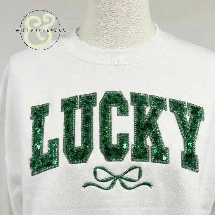 Lucky Sequin Embroidered Appliqué St. Patrick’s Day Sweatshirt & Hoodie - Apparel