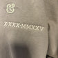 Grey embroidered sweatshirt with Roman numerals detail by Twist & Thread Co.