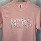 Peachy MAMA Floral Raw Edge Applique Comfort Colors T-Shirt - Apparel