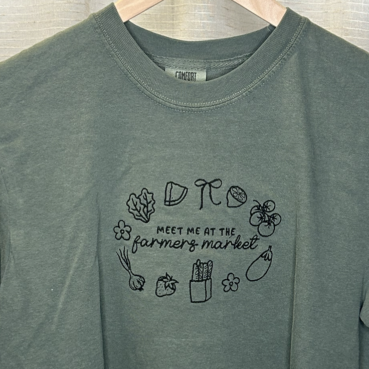’Meet Me at the Farmers Market’ Embroidered Apparel - Long Sleeve Tee / S - Apparel