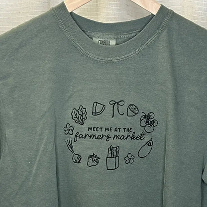 ’Meet Me at the Farmers Market’ Embroidered Apparel - Long Sleeve Tee / S - Apparel