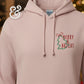 Light pink hoodie with 'Merry & Bright' and Christmas tree embroidery, holiday sweatshirt