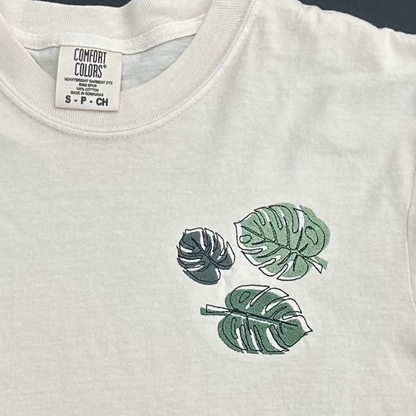 Embroidered Monstera Leaf Comfort Colors Heavyweight Cotton T Shirt - Apparel