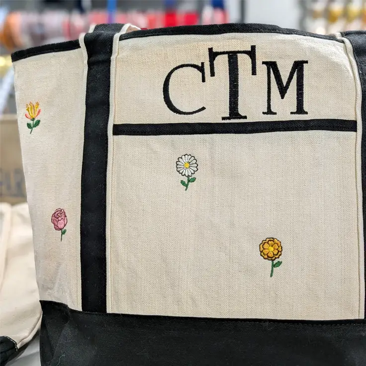 Personalized Birth Month Flower Embroidered Canvas Tote Bag Gift - Tote Bag