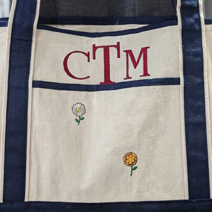 Personalized Birth Month Flower Embroidered Canvas Tote Bag Gift - Tote Bag