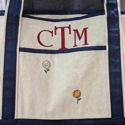 Personalized Birth Month Flower Embroidered Canvas Tote Bag Gift - Tote Bag