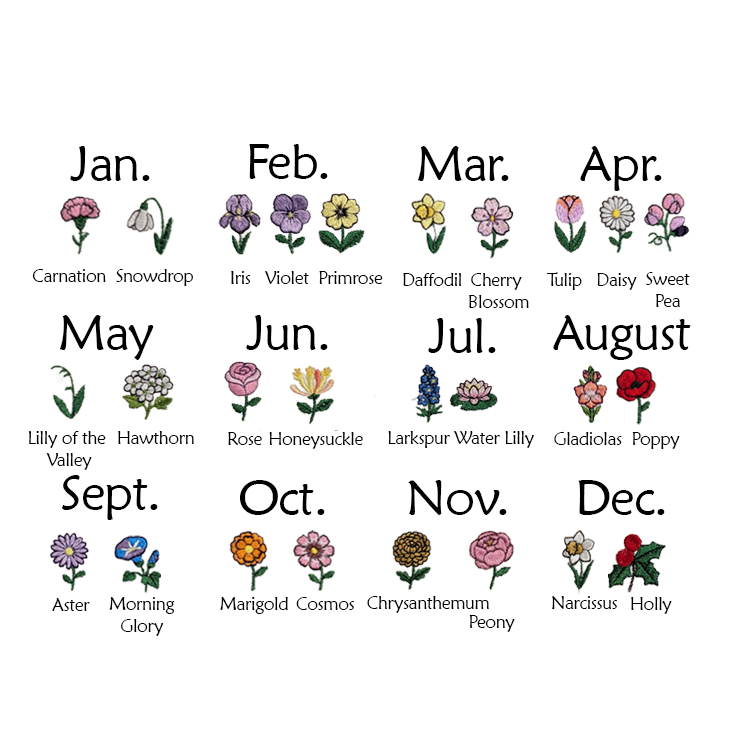 Personalized Birth Month Flower Embroidered Canvas Tote Bag Gift - Tote Bag