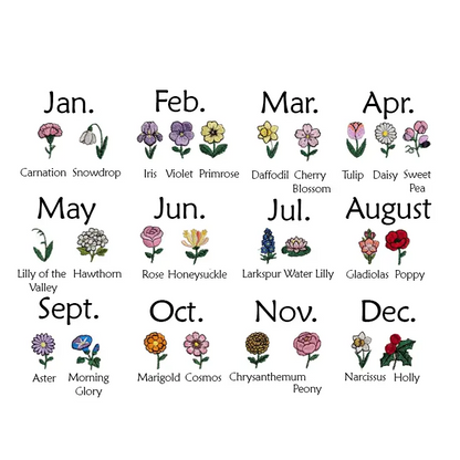 Personalized Birth Month Flower Embroidered Canvas Tote Bag Gift - Tote Bag