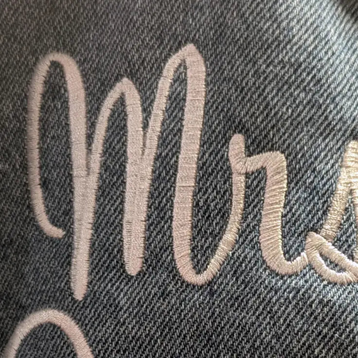 Personalized Mrs Embroidered Bridal Jean Jacket for Wedding events - Apparel
