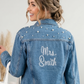 Personalized Mrs Embroidered Bridal Jean Jacket for Wedding events - Apparel