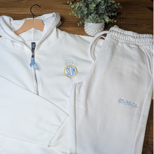 Custom Embroidered Bridal Lounge Set for Wedding Mornings - Loungwwear