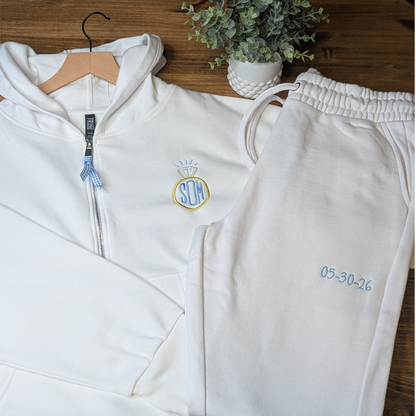 Custom Embroidered Bridal Lounge Set for Wedding Mornings - Loungwwear