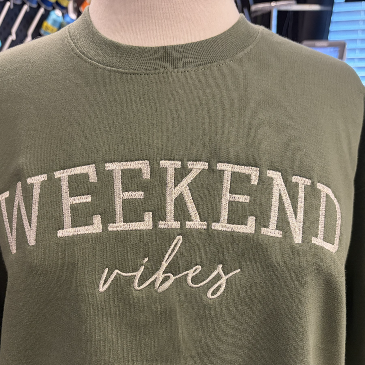 ’Weekend Vibes’ Custom Embroidered Premium Apparel - Long Sleeve Tee / S - Apparel